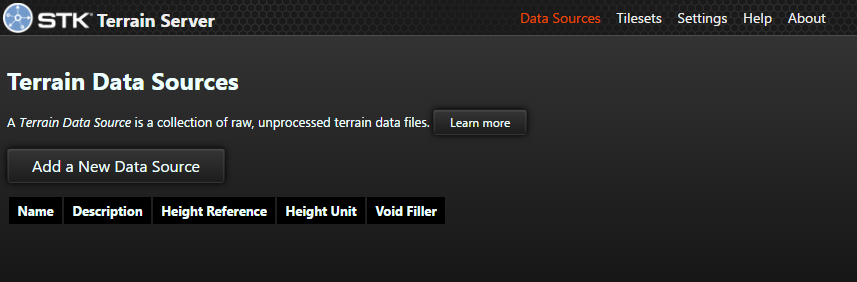 The Data Sources page