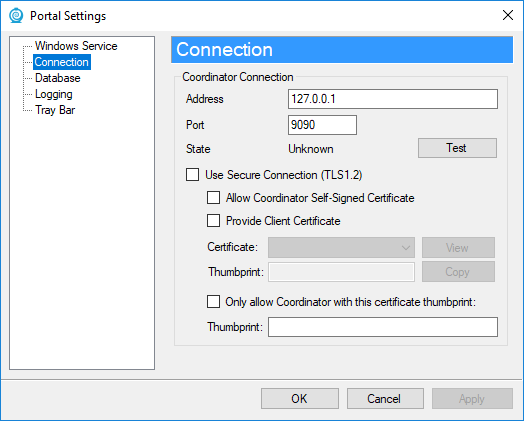 Portal Settings - Connection