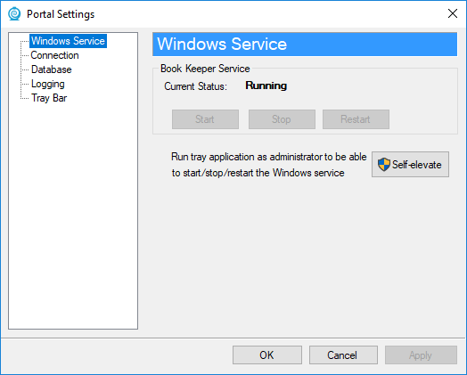 Portal Settings - Windows Service