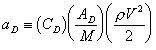 drag acceleration equation