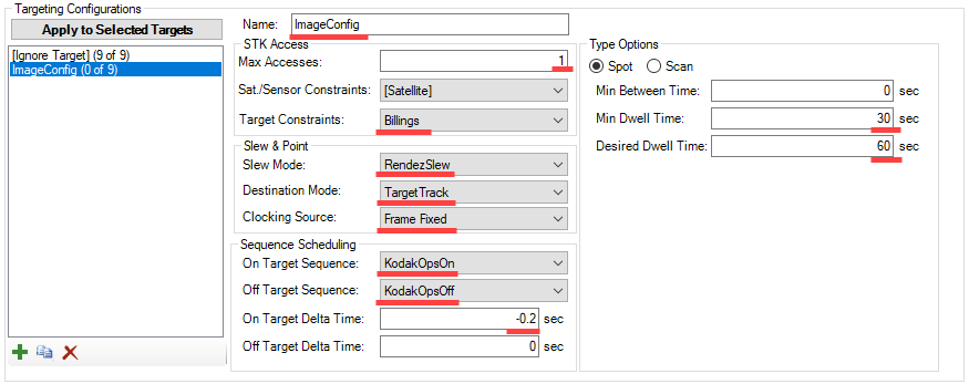 New Target Configuration