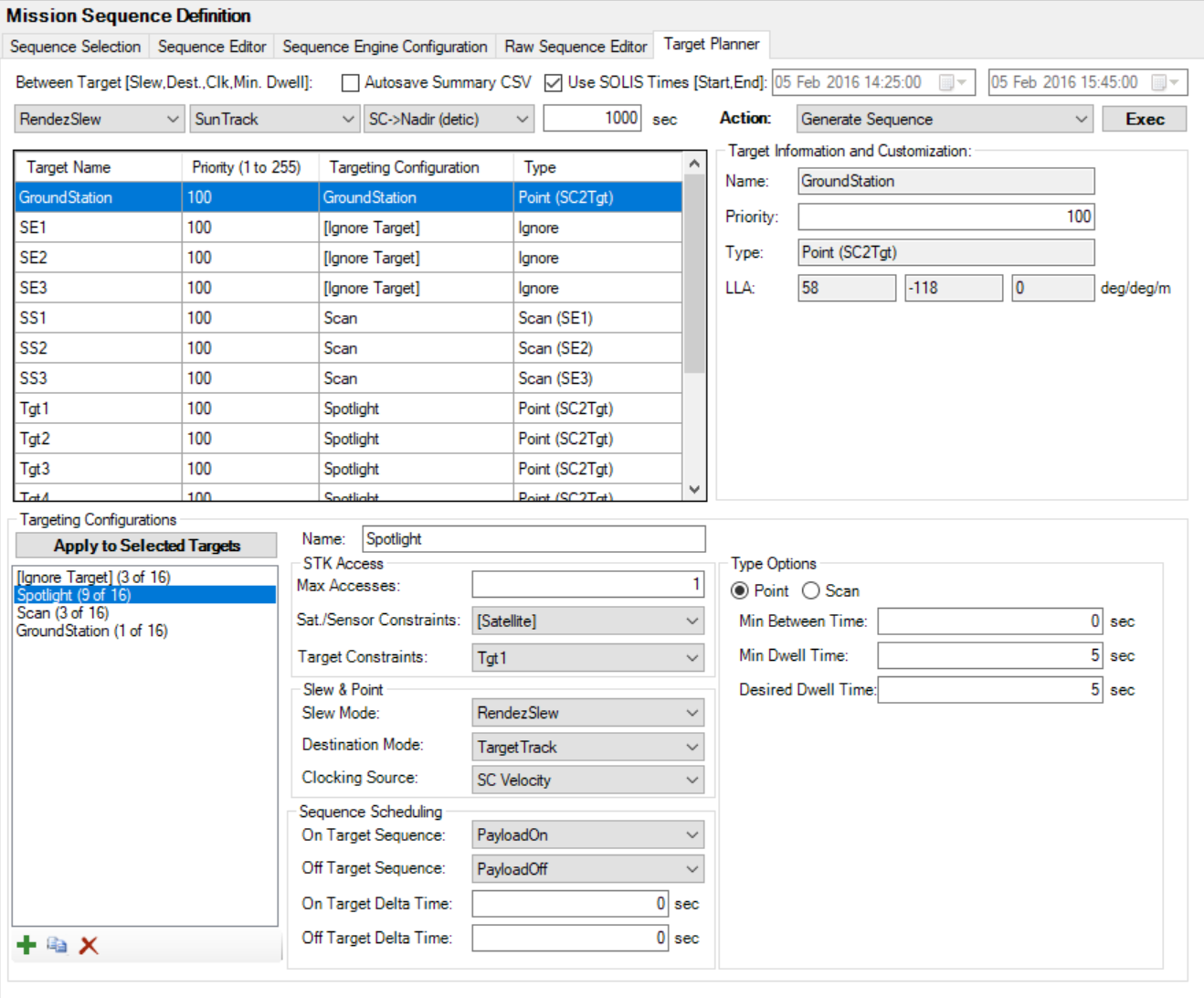 Target Planner GUI