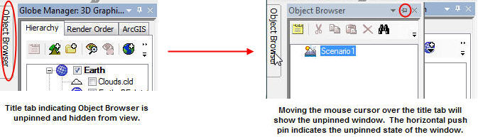 Example of a docked window in the unpinned state.