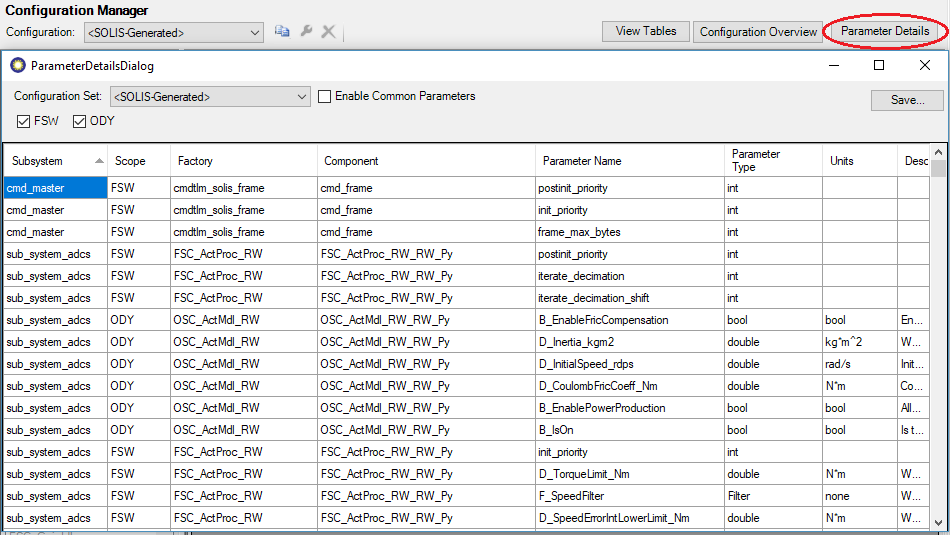 Parameter Database UI