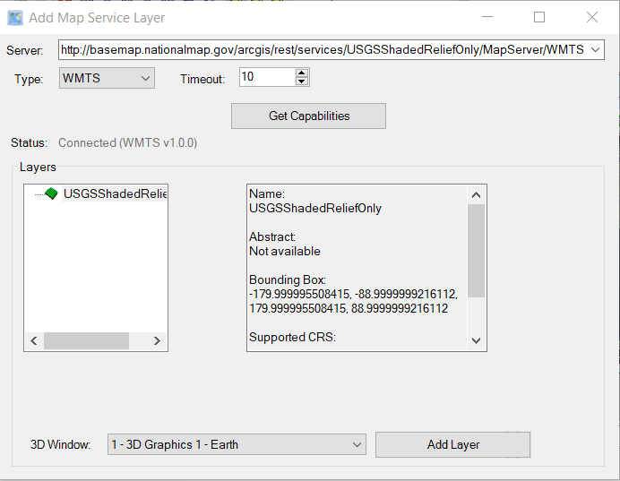 Add Map Service Layer dialog