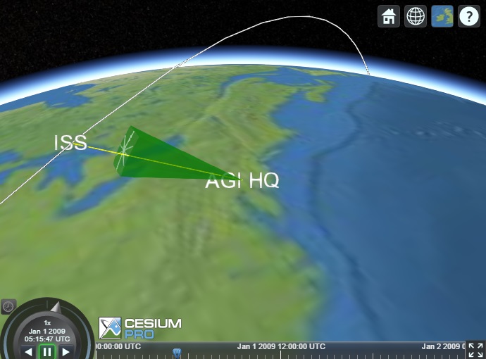 Example CZML with Sensor in Cesium